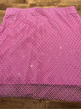 Sincerely Jules Pink Mesh Diamond Lattice Skirt